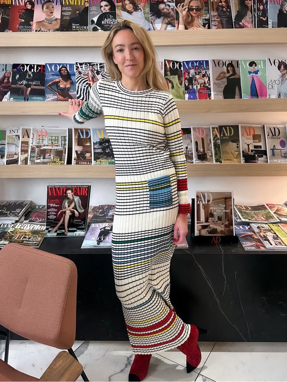 Zankov Striped Ribbed Maxi Sweater Dress